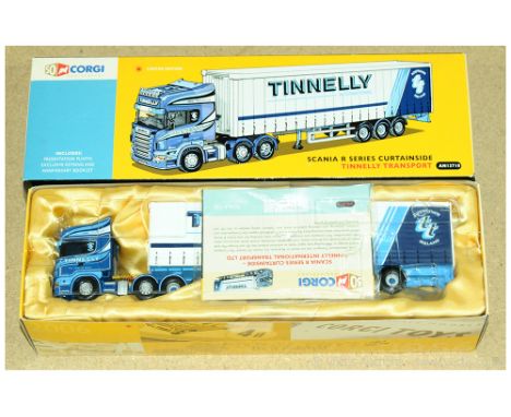 Corgi a boxed AN13710 Scania R Series Curtainside 'Tinnelly Transport'. Conditions generally appear Near Mint to Mint in gene