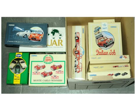 Corgi Classics a group of Sports, Rally and Racing Car Sets to include 97713 "The Italian Job" 3-piece mini set; 97709 "Alpin