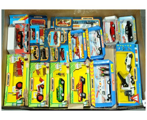 Matchbox a boxed group which includes some more recent issues to include EM-8 Peterbilt Conventional 359WT, EM-7 Ford Transit