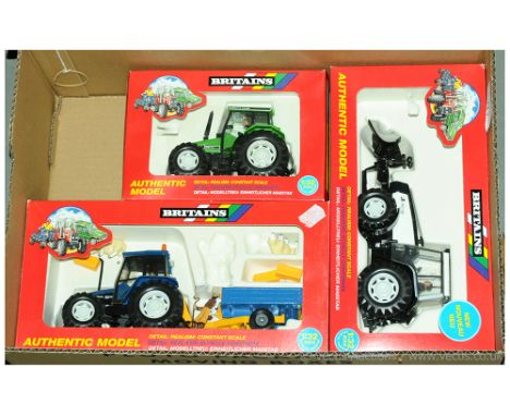 Britains - a boxed group of 1/32 Scale Farm related Models to include a 9638 a Valmet 8750 Tractor and Snow Plough along with