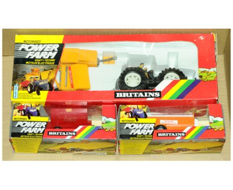 Britains - a boxed Farm related group (Motorised Power Farm Series) to include 9386 County Tractor and New Holland Baler alon