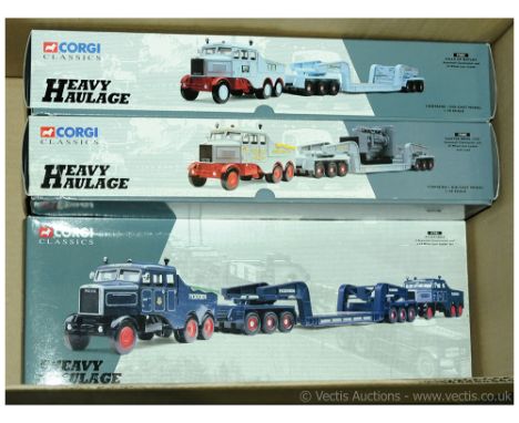 Corgi (Heavy Haulage) - a boxed group of 1/50 Scale Models which includes 17602 a Scammell Constructor and 24 Wheel Low Loade