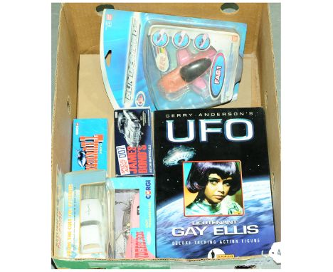 A boxed TV &amp; Film group to include Lieutenant Gay Ellis (S.H.A.D.O.) Figure, Corgi 04206 James Bond's Aston Martin D.B.5.