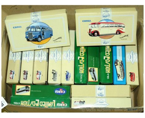 Corgi a boxed Bus group to include 97194 AEC Regal Coach 'The Hardings', 97106 Bedford OB Coach 'The Fred Bibby', 97192 Leyla