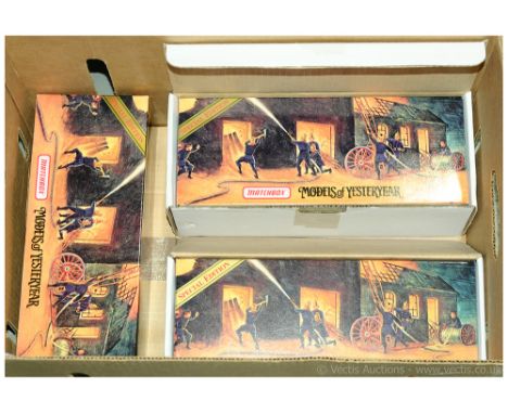 Matchbox Models Of Yesteryear - a boxed group (The Fire Engine Series) comprising of YYM36400 along YYM35810 and YSFE04-M a 1