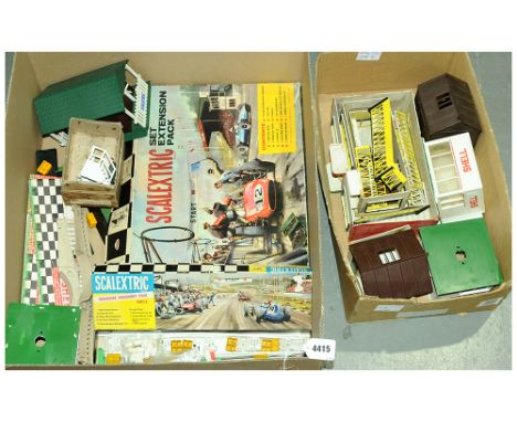 Scalextric a accessory group to include boxed HP/I Extension Pack, HP/2 Trackside Accessory pack &amp; unboxed outbuildings. 