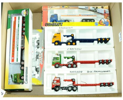 Joal &amp; Cararama boxed Truck group to include 335 Volvo FH12-420 with Tanker 'Compact', 350 Volvo FH-12 Placing Unit 'Iber