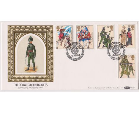 Great Britain 1983 (6 July) British Army set on Royal Green Jackets FDC and hand stamp, Benham, A/P.