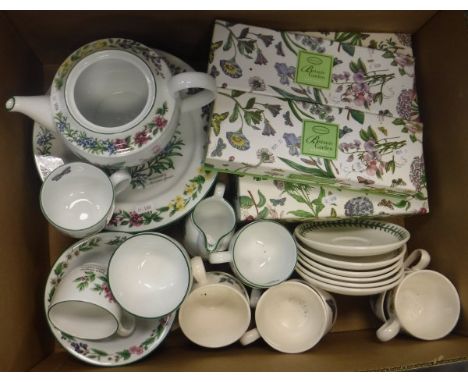 A box containing Worcester Herbs dinner and tea wares and Portmeirion Botanic Garden wares and a box of various Royal Albert 