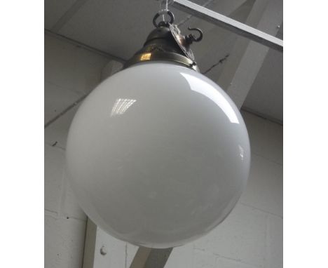 An Art Deco style ceiling light with plain milk glass globe CONDITION REPORTS Diameter is approx. 37cm