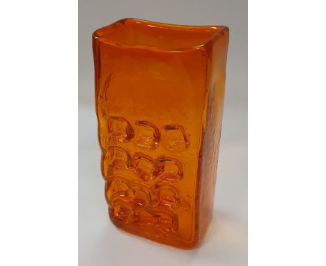 A Whitefriars hobnail pattern tangerine glass vase designed by Geoffrey Baxter 1960s.  Height 27 cm CONDITION REPORTS Some li