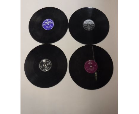 A box of various records including 78 rpm Rock n' Roll and other titles, Everly Brothers "Claudette", Paul Anchor "Diana", Pe
