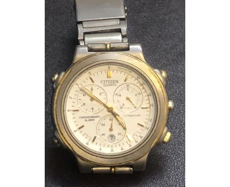 Citizen quartz titanium chronograph alarm 