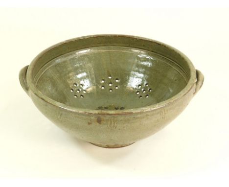 MICHAEL CARDEW. A Wenford Bridge twin-handle colander. Personal &amp; Pottery marks. Diameter 25cm.