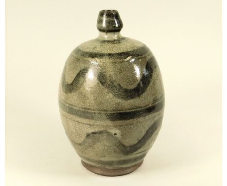 BERNARD LEACH. A Bernard Leach, St. Ives, brush decorated bottle vase. Personal &amp; Pottery impressed marks. Cardew referen