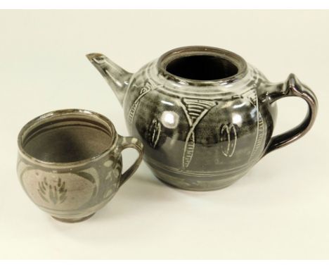 MICHAEL CARDEW ABUJA. An Abuja Pottery, Nigeria teapot (no lid) &amp; a cup (damage) by Michael Cardew. Both with personal &a