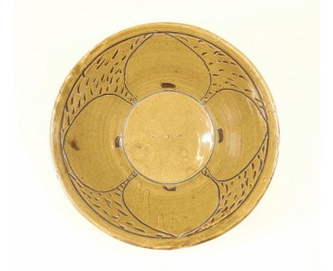 MICHAEL CARDEW. A Wenford Bridge sgraffito decorated footed bowl. Personal &amp; Pottery marks. Diameter 25cm Height 11cm.