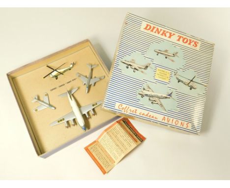 FRENCH DINKY TOYS. A French 'Coffret Cadeu Avion' airplane gift set. Contains: Viscount airliner, Sikorsky 5.5B helicopter, V