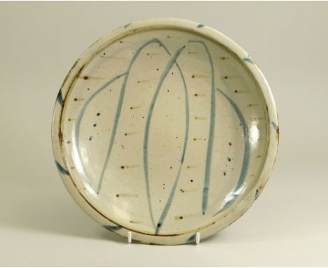 MICHAEL CARDEW. A Michael Cardew, Wenford Bridge leaf decorated plate. Personal &amp; Pottery marks.