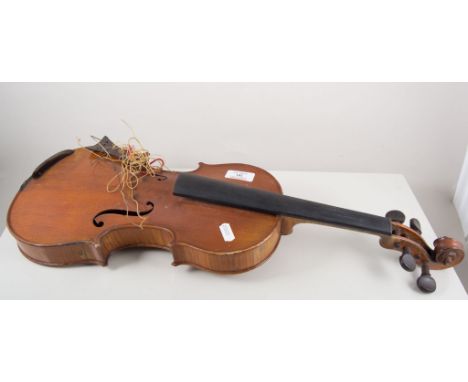 Stradivarius copy of a violin, two-piece back, with bow, (in case) ?