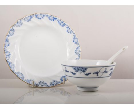 Set of six Royal Worcester crescent-shaped side dishes, "Contessa" pattern, 22cms and other ceramics.