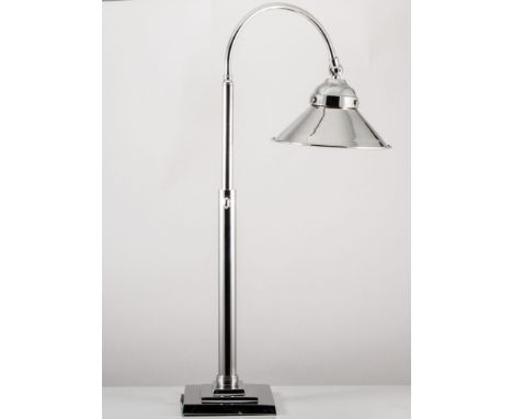 Art Deco style plated adjustable student's lamp, stepped rectangular base, 57cms as assembled.