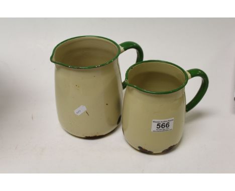 Collection of Enamel Ware including Bread Bin, Flour Bin, another Bin, Bowl and Three Jugs plus Two Tins