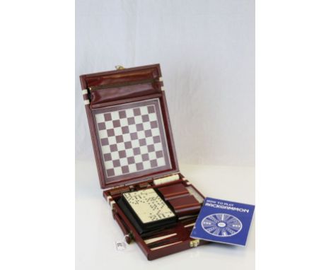 Vintage Cased Games Compendium including Chess and Backgammon plus a Cased Set of Dominoes