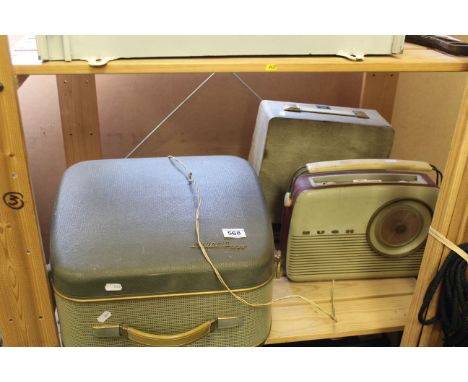 Vintage Bush radio, Grundig TK35 Reel-to-reel player and Vintage GNOME Alpha X 35mm slide projector 1958/60. With bulb and wo