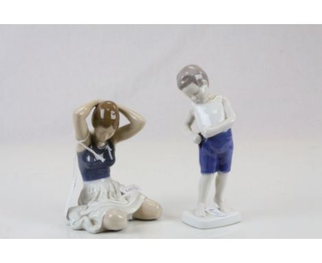 Two Royal Copenhagen ceramic figurines, one marked B & G 1759, the other UX 4648 to bases