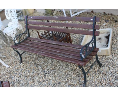 Garden Bench with Metal Ends and Wooden Slats