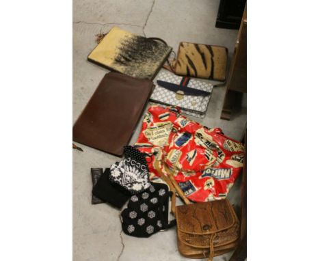 Vintage Snakeskin Handbag, 2 Fur Covered Bags, 2 Beaded Bag, Gucci marked Handbag and other Bags