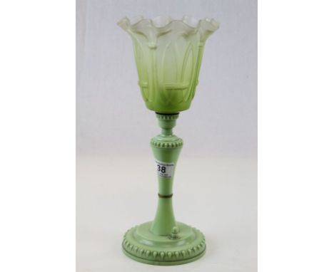 Art Deco green Bakelite lamp with green Glass shade