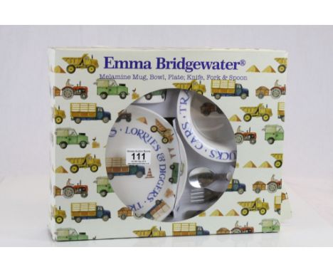 Boxed Emma Bridgewater ' Diggers, Tractors & Lorries ' Melamine, Mug, Bowl, Plate, Knife, Fork & Spoon Set, 