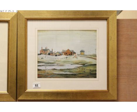 Framed and Glazed Lowry Print of a Farm Scene