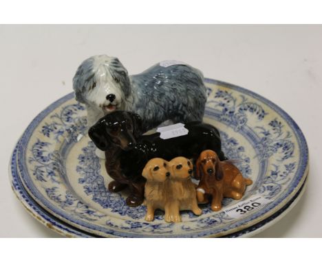 Collection of vintage ceramic Animal figurines to include; Beswick, Royal Doulton, Border Fine Arts and Sylvac plus two 19th 