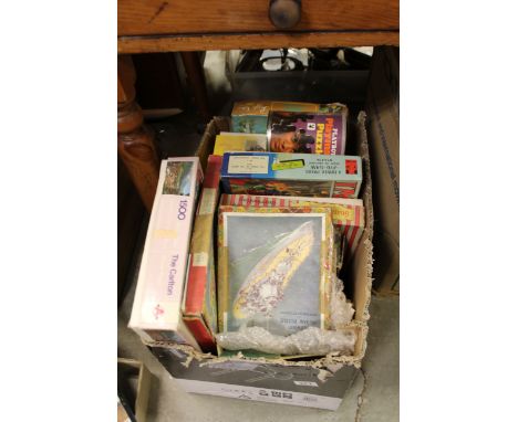 Box of mixed vintage Jigsaw Puzzles