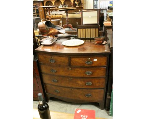 Early 20th century Mahogany Bow Fronted Chest of Two Short over Three Long Drawers on swept bracket feet