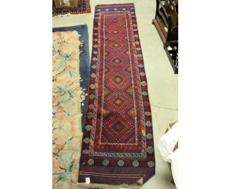 Vintage blue and red hall runner 