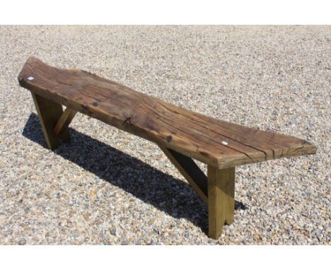 Rustic Oak Plank Top Garden Bench