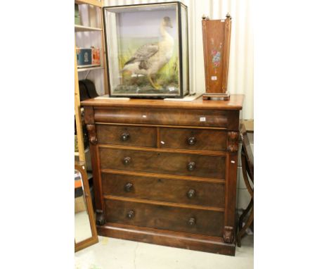 Large Victorian Mahogany Chest of Drawers with Cushion Drawer over Two Short Drawers and Three Long Drawers and Turned Handle