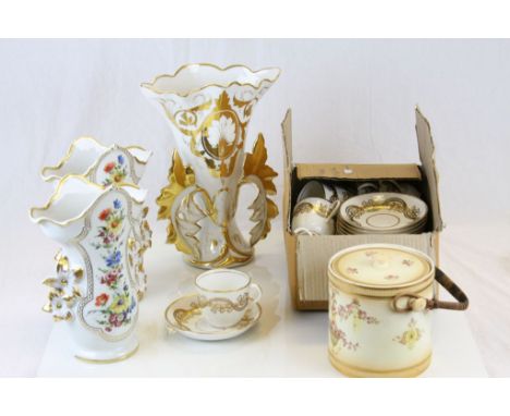 Collection of vintage ceramics to include vases and a biscuit barrel