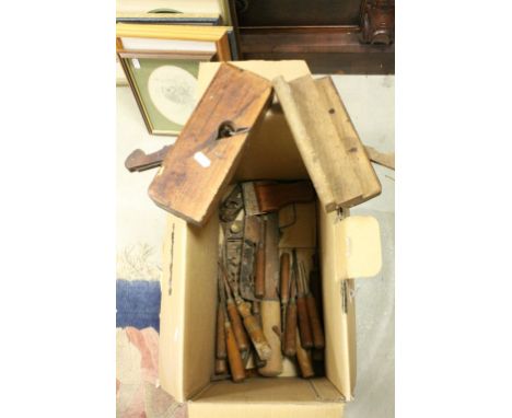 Quantity of Vintage Wooden Tools including Wooden Handled Chisels 