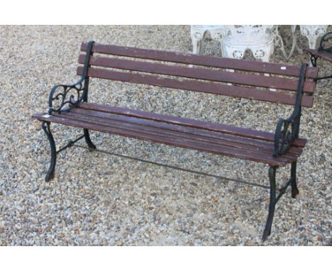 Garden Bench with Metal Ends and Wooden Slats