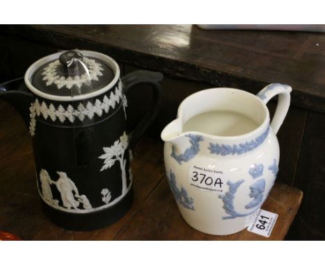 A 19th century Jasperware lidded jug by Dudson Bros and a Wedgwood Coronation Jug
