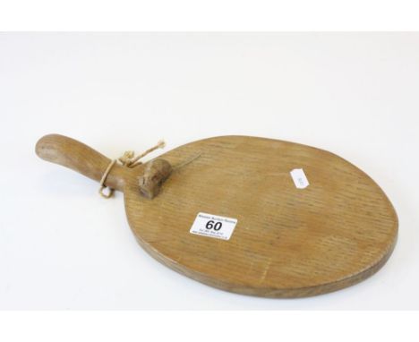 Vintage Mouseman Oak Cheese board with carved Mouse