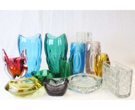 Box of vintage Czech & other Art glass