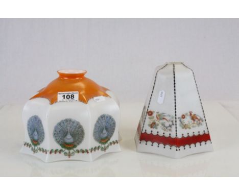Two Art Deco era Glass light shades