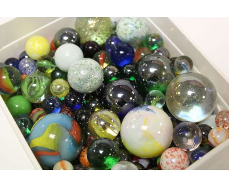 Large tub assorted modern + vintage marbles.