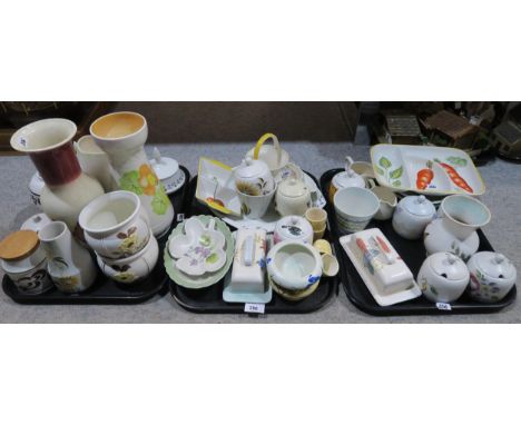 A collection of E Radford hand painted pottery including preserve pots, dishes, vases etc Condition Report:No condition repor